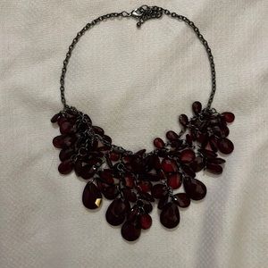 Boho Tear Drop Garnet Necklace (Costume Jewelry)